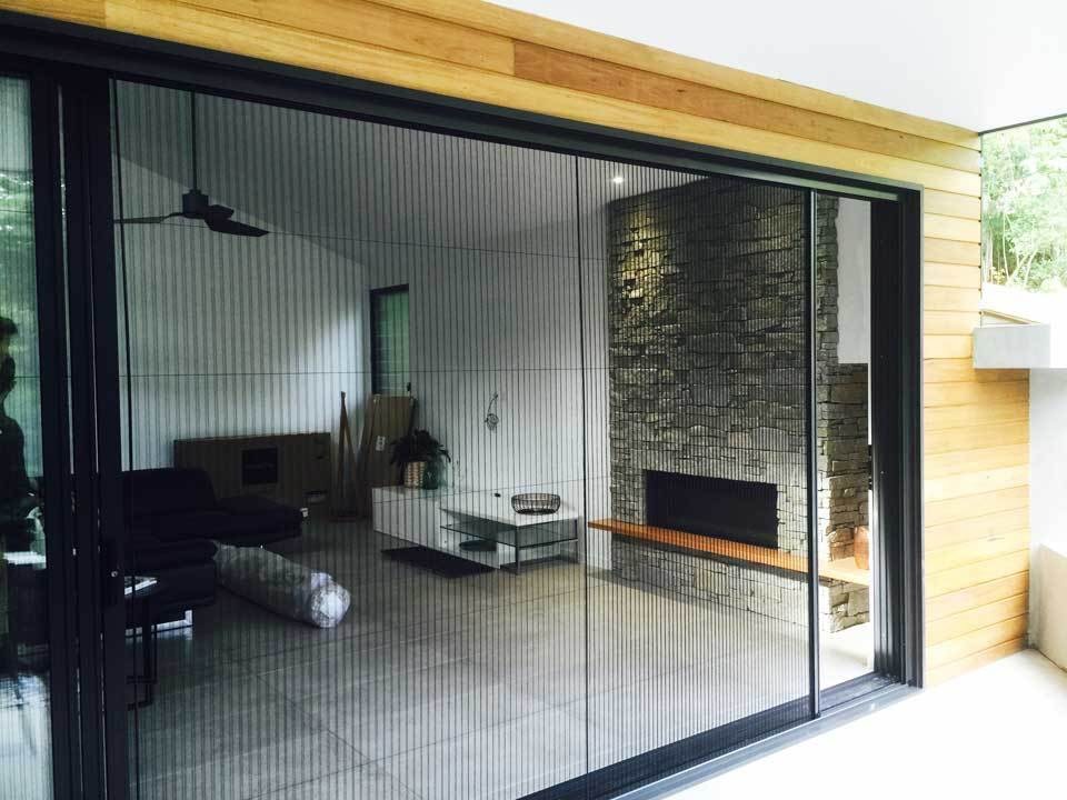 Retractable screens for large openings - Slimline Panorama by Intelliscreens